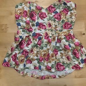 Vintage Style Floral Tube Top